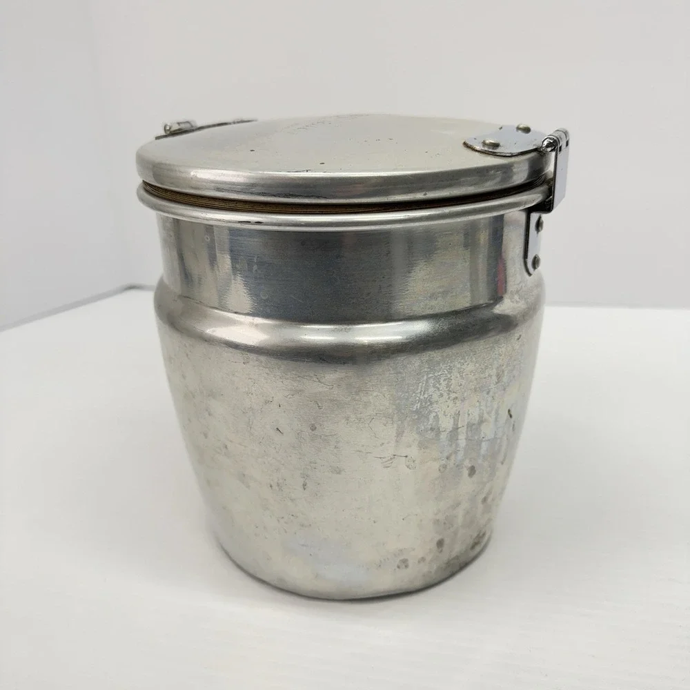Vintage Fresh-O-Lator Aluminum Coffee Canister Clamp Lid Original Soft Gasket